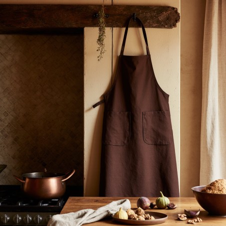Grembiule marrone in cotone 100% con tasche – Collezione Dike