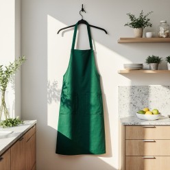 Grembiule verde bosco Selinunte 100% cotone: natura, radici e silenzio in cucina