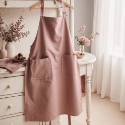 Grembiule malva Andromaca 100% cotone con tasche eleganti e pratiche