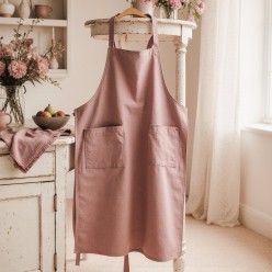 Grembiule malva Andromaca 100% cotone con tasche eleganti e pratiche
