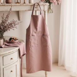 Grembiule malva Andromaca 100% cotone con tasche eleganti e pratiche