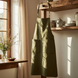 Grembiule verde oliva Meleagro 100% cotone: tradizione e natura in cucina