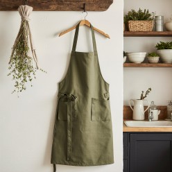 Grembiule verde oliva Meleagro 100% cotone: tradizione e natura in cucina