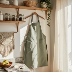 Grembiule verde salvia 100% cotone Eracle: forza gentile e stile naturale in cucina