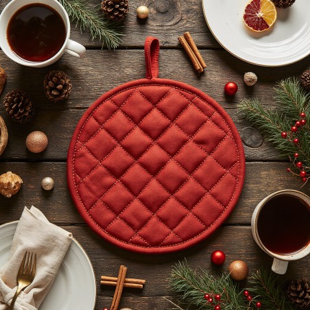Presina rotonda rossa natalizia in cotone – Collezione Ambrosia