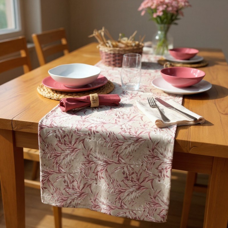 Runner Callisto con foglie rosa - Ultimo set LEMOIREHOME
