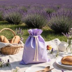Sacco portapane lilla in cotone – Eleganza rustica e profumo di lavanda