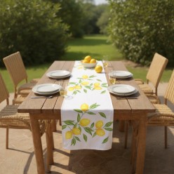 Runner da tavola collezione Demetra con limoni in dettaglio