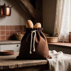 Sacco portapane marrone scuro in cotone – Collezione Dike