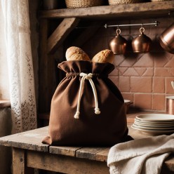 Sacco portapane marrone scuro in cotone – Collezione Dike