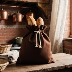 Sacco portapane marrone scuro in cotone – Collezione Dike