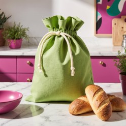 Sacco portapane in cotone verde prato – Freschezza naturale Arianna collection