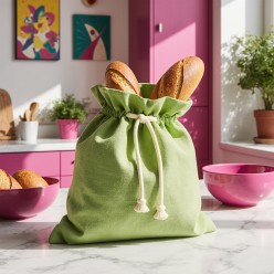 Sacco portapane in cotone verde prato – Freschezza naturale Arianna collection