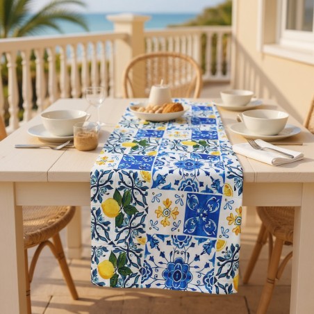 Amalfi Runner da Tavolo con maioliche made in Italy allestimento