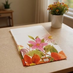 Tovaglia floreale dai colori autunnali - collezione Penelope
