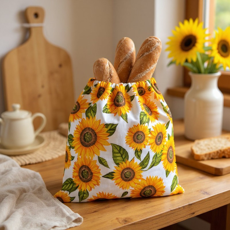 Sacco portapane Teia con girasoli giallo ocra – Made in Italy lemoire home