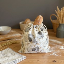 Dioniso Sacco Portapane con Foglie Grigie e Dettagli Dorati