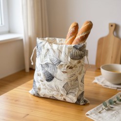 Dioniso Sacco Portapane con Foglie Grigie e Dettagli Dorati