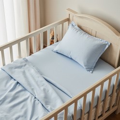 Baby Pegaso – Lenzuola Culla Neonato in Cotone Percalle Celeste Pastello, Morbide e Sicure per la Nanna