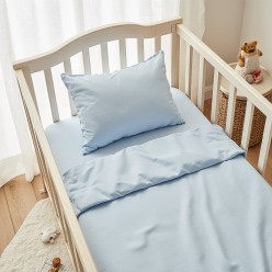 Baby Pegaso – Lenzuola Culla Neonato in Cotone Percalle Celeste Pastello, Morbide e Sicure per la Nanna