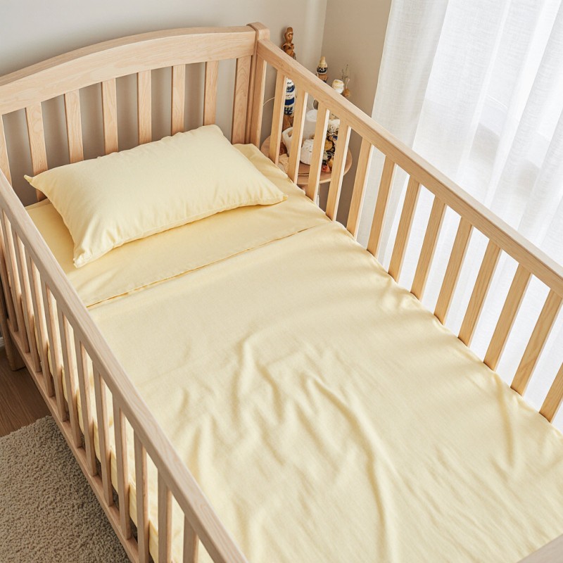 et lenzuola per culla giallo pastello in cotone percalle collezione Baby Pegaso