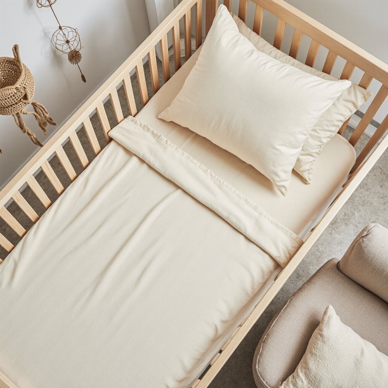 Set lenzuola culla neonato Baby Pegaso in cotone percalle panna elegante