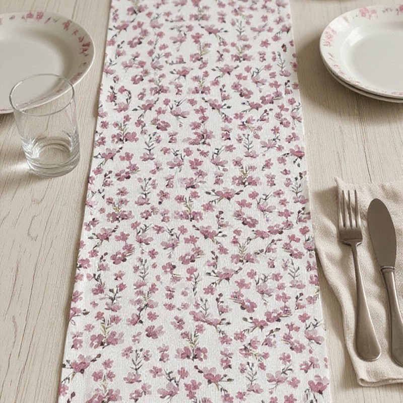 Talia - Runner shabby provenzale con fiorellini lemoire home rosa