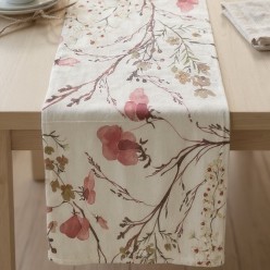 Clio - Runner elegante in cotone con fiori di ciliegio Made in Italy