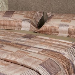 Completo letto matrimoniale dai colori caldi in raso di cotone linea Peito