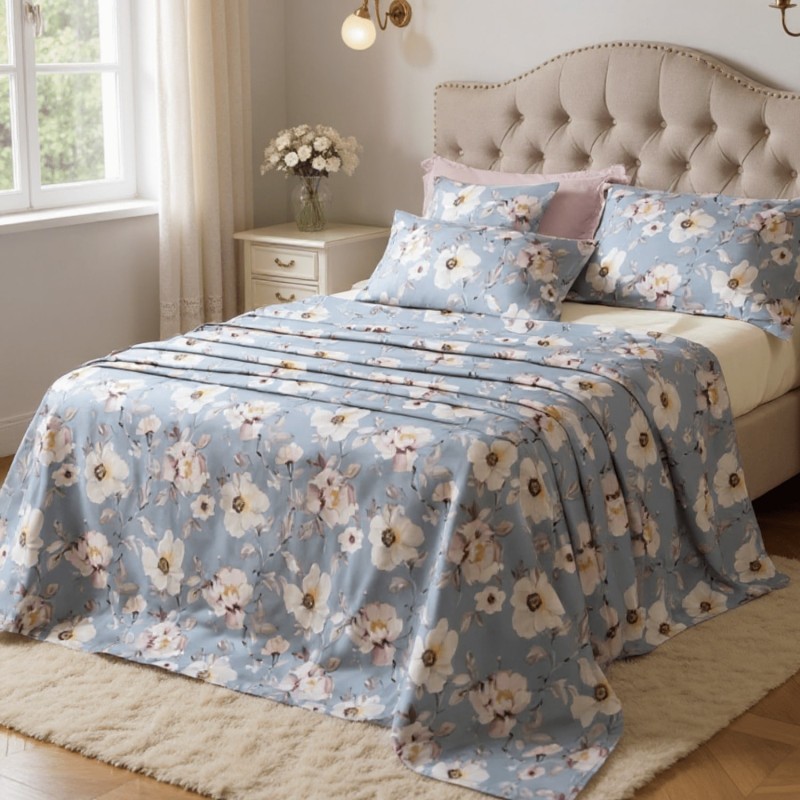 set di lenzuola matrimoniali in raso di cotone Ociroe