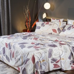 Crocus e Smilace Elegante Completo letto matrimoniale di lenzuola in raso di cotone firmato Lemoire Home