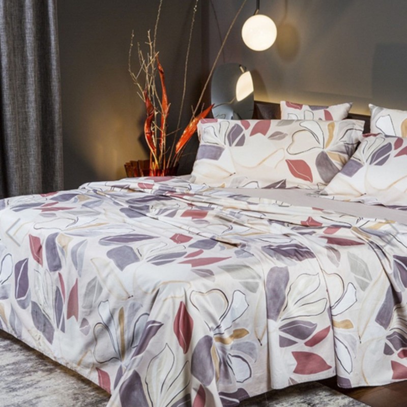 Crocus e Smilace Elegante Completo letto matrimoniale di lenzuola in raso di cotone firmato Lemoire Home Crocus e Smilace Elegante Completo letto matrimoniale di lenzuola in raso di cotone firmato Lemoire Home
