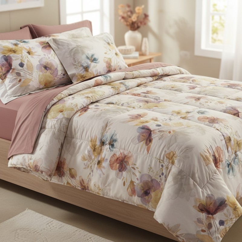 Trapunta Echidna – Fiori Selvatici in raso di cotone made in Italy bianco Trapunta Echidna – Fiori Selvatici in raso di cotone made in Italy bianco