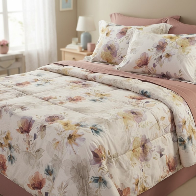 Trapunta Echidna – Fiori Selvatici in raso di cotone made in Italy bianco Trapunta Echidna – Fiori Selvatici in raso di cotone made in Italy bianco