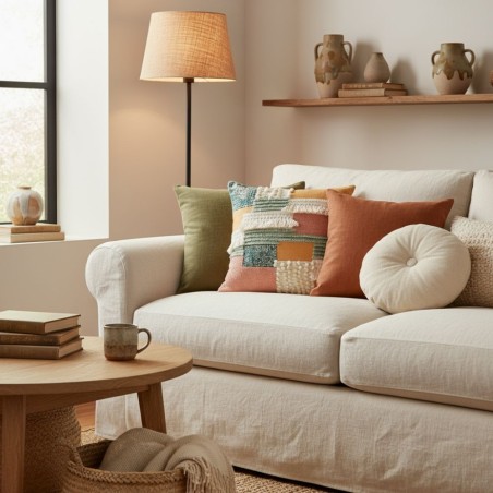 Patchwork per cuscino decorativo dal design originale dettaglio lemoire home