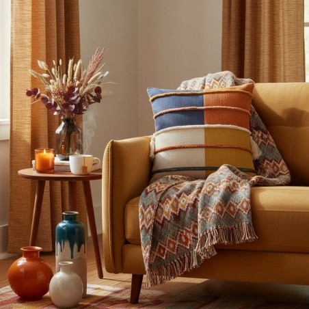 Cuscino decorativo in Patchwork dai colori autunnali l'oca nera per Lemoire Home