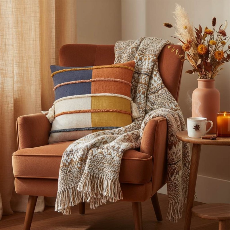 Cuscino decorativo in Patchwork dai colori autunnali
