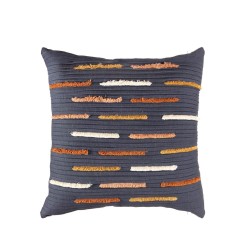 Cuscino geometrico in cotone con dettagli ricamati e texture a rilievo