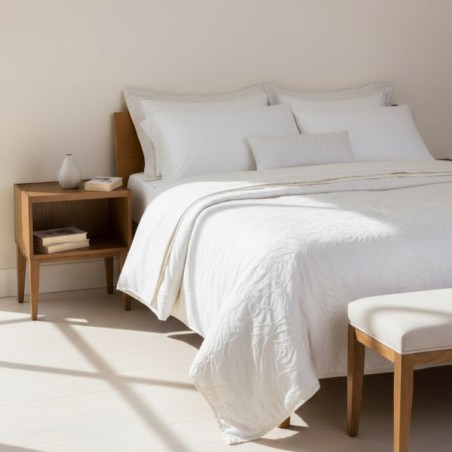 Completo letto matrimoniale Rodi in cotone con bordo jacquard