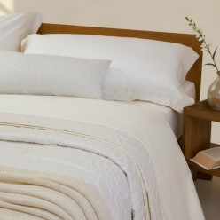 Completo letto matrimoniale Rodi in cotone con bordo jacquard