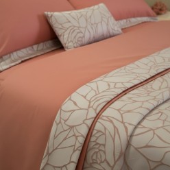 Completo letto matrimoniale Rodi in cotone con bordo jacquard