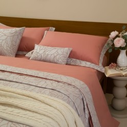 Completo letto matrimoniale Rodi in cotone con bordo jacquard