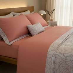 Completo letto matrimoniale Rodi in cotone con bordo jacquard