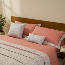 Completo letto matrimoniale Rodi in cotone con bordo jacquard