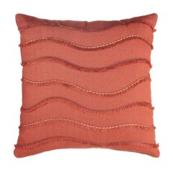 Cuscino in cotone color ruggine con ricami ondulati