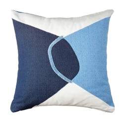 Cuscino decorativo geometrico in Bianco, blu notte e azzurro polvere