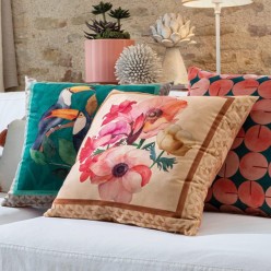 Cuscino decorativo in velluto fronte-retro con motivo geometrico