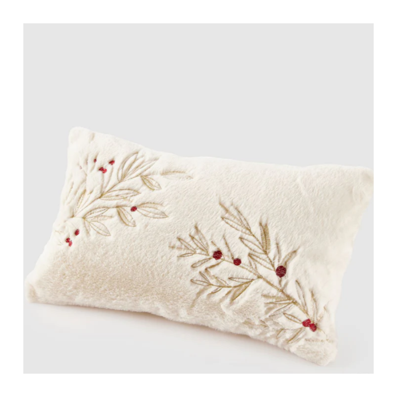 Cuscino natalizio morbido effetto peluche con rametti in rilievo enzo de gasperi Cuscino natalizio morbido effetto peluche con rametti in rilievo enzo de gasperi