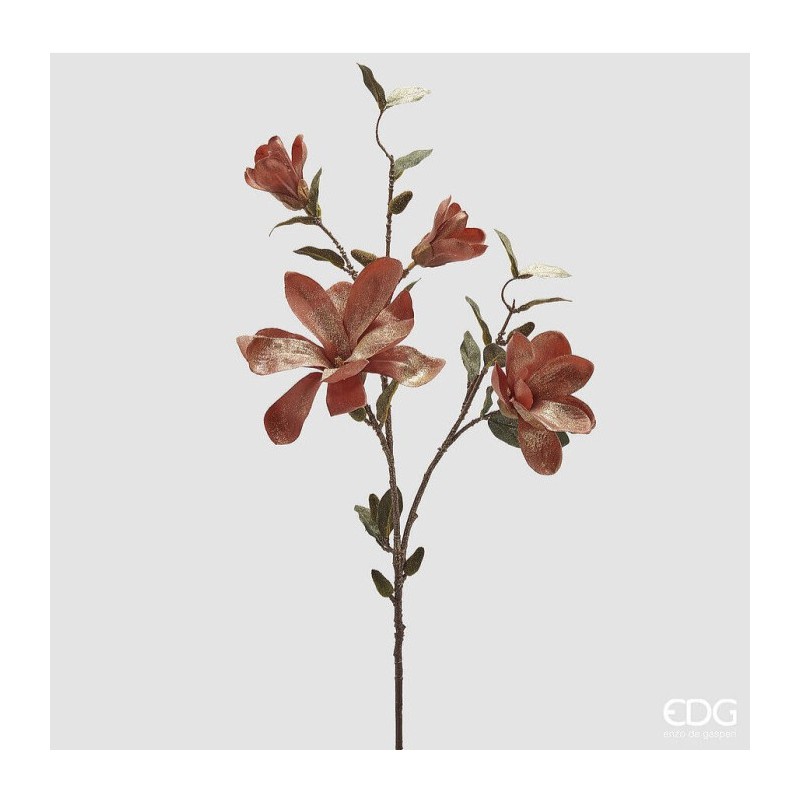 🍂 Ramo Decorativo di Magnolia Artificiale – Colore Ruggine – H 90 cm | EDG x Lemoire Home