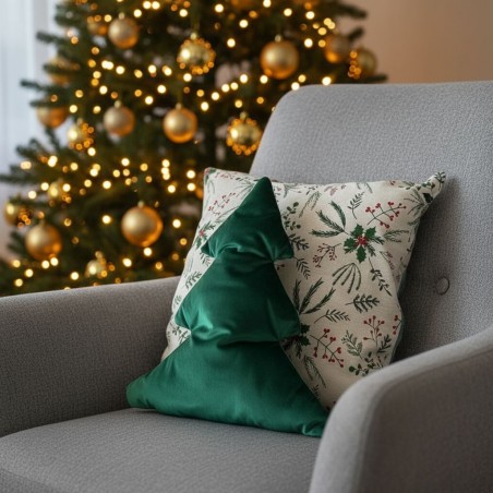 Albero di Natale in velluto cuscino colorato imbottito verde allestito